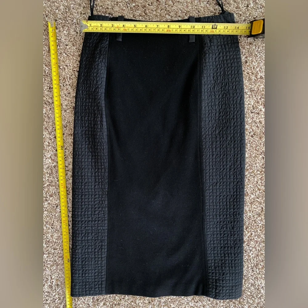 Bellvilles Black pencil Skirt 100% wool quilted side panels Lined size S - Picture 5 of 6